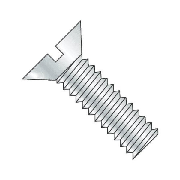 Newport Fasteners #8-32 x 1 in Slotted Flat Machine Screw, Zinc Plated Steel, 100 PK 652524-100